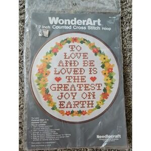 WonderArt 5481 To Love Counted Cross Stitch Picture Kit 7" Diameter Hoops